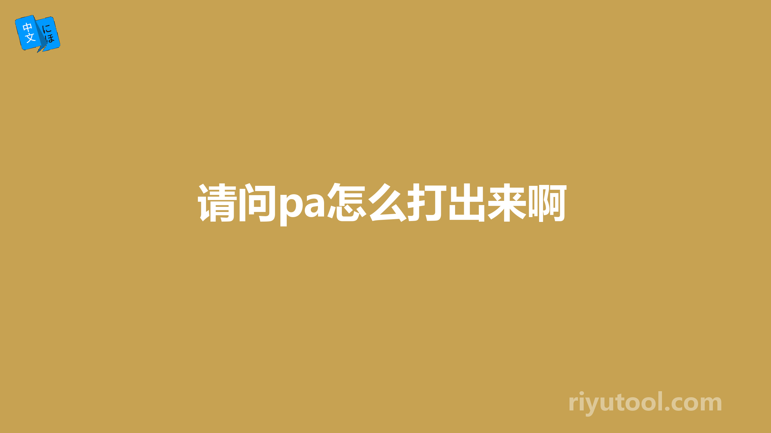 请问pa怎么打出来啊